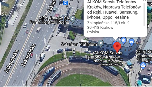 Alkom serwis telefonów Kraków, mapa, dojazd, kontakt